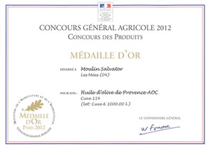 Médaille d’Or AOC Huile d’Olive de Provence